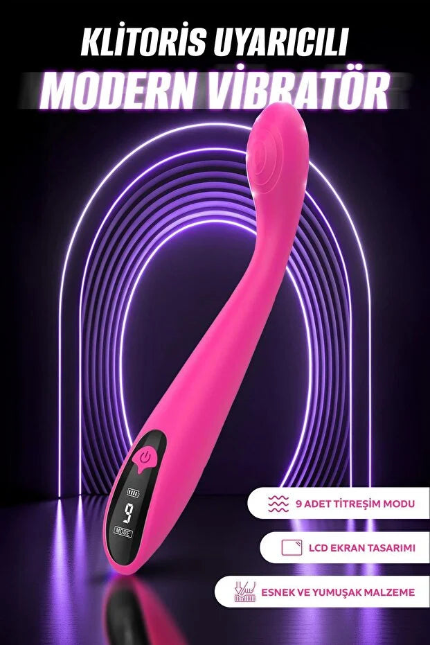 Klitoris ve G Noktası Uyarıcılı, Titreşimli Silikon Vibratör - Dijital Pembe Cinsel Oyuncak