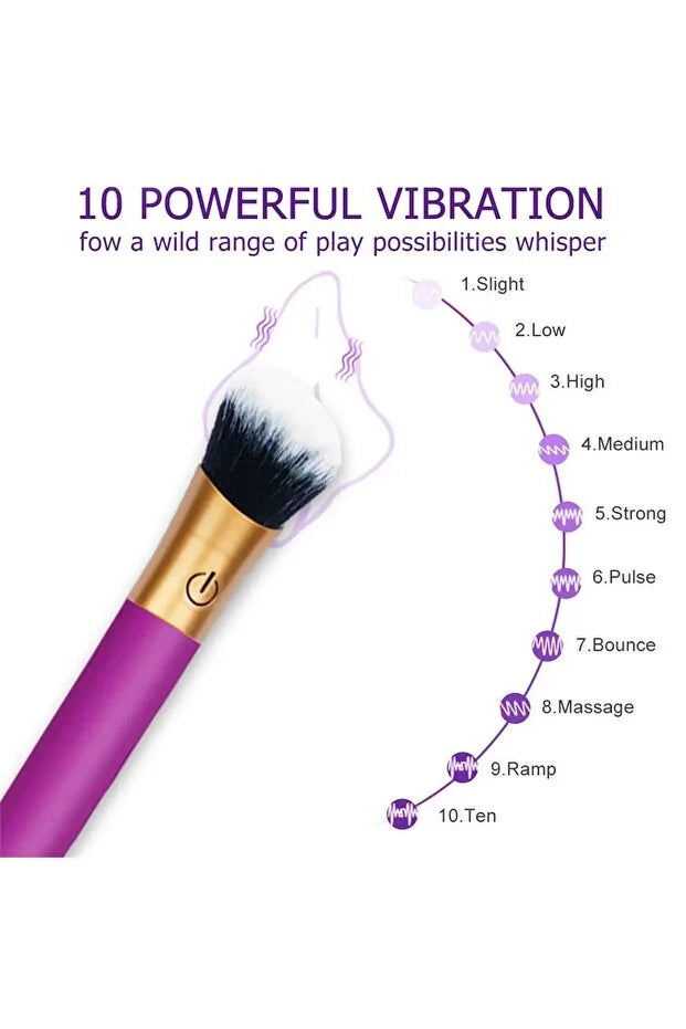 Vibratör: Fırça Uçlu 10 Modlu Vibratör Hassas G Nokta Uyarımı - Mor