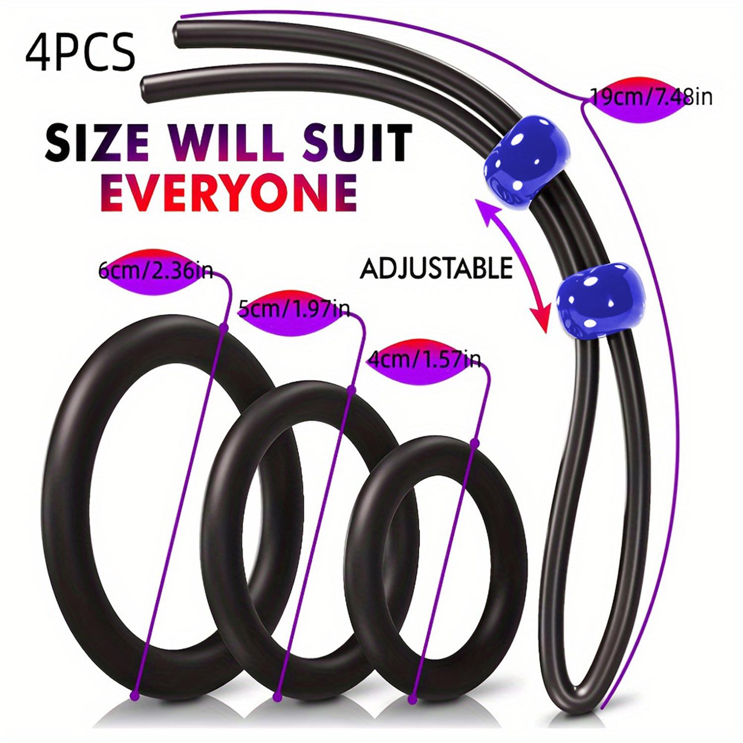 Ayarlanabilir Penis Halkası Seti 4’lü Siyah
