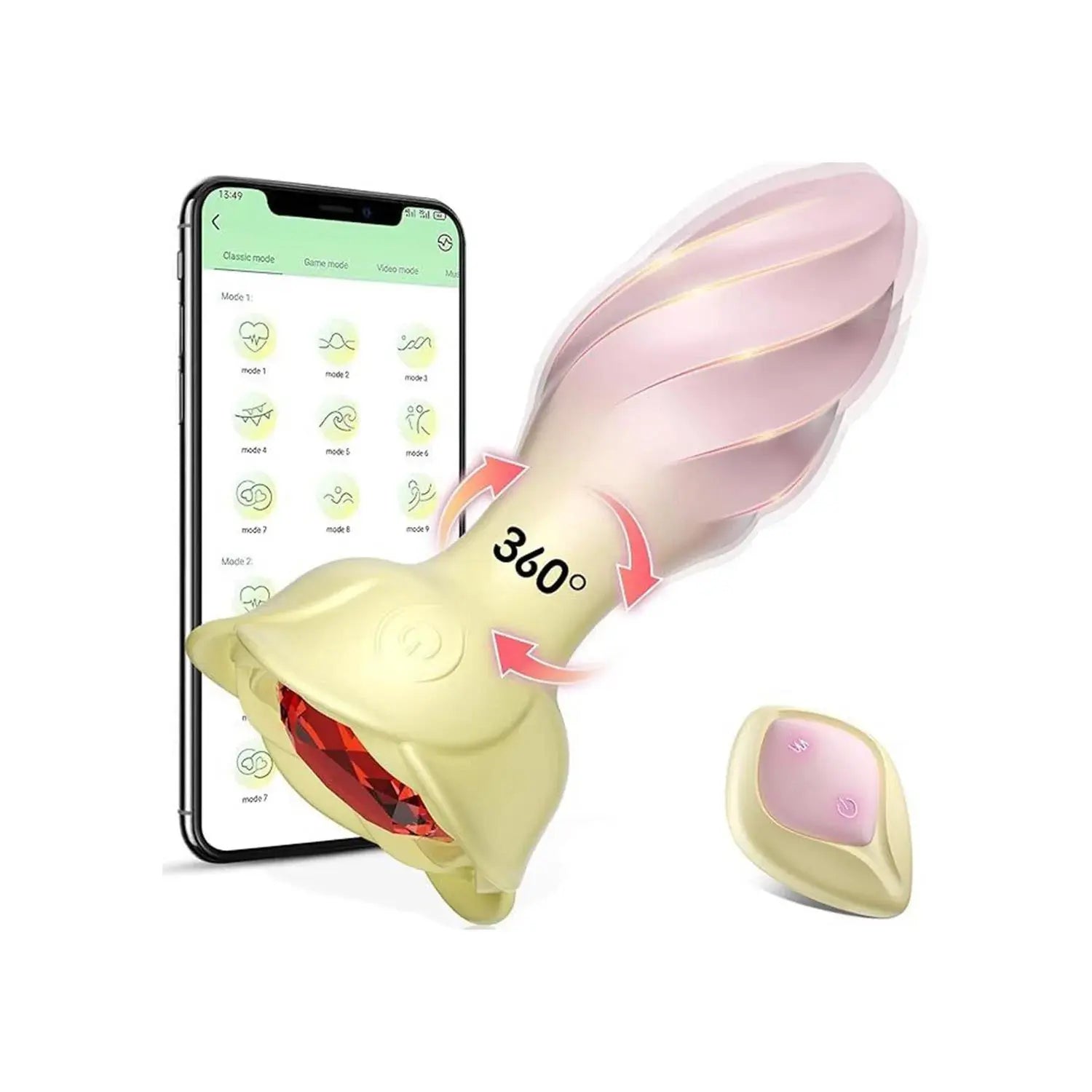 Akıllı Uygulama Kontrollü Çiçek Tasarımlı 360° Döner Vibratör