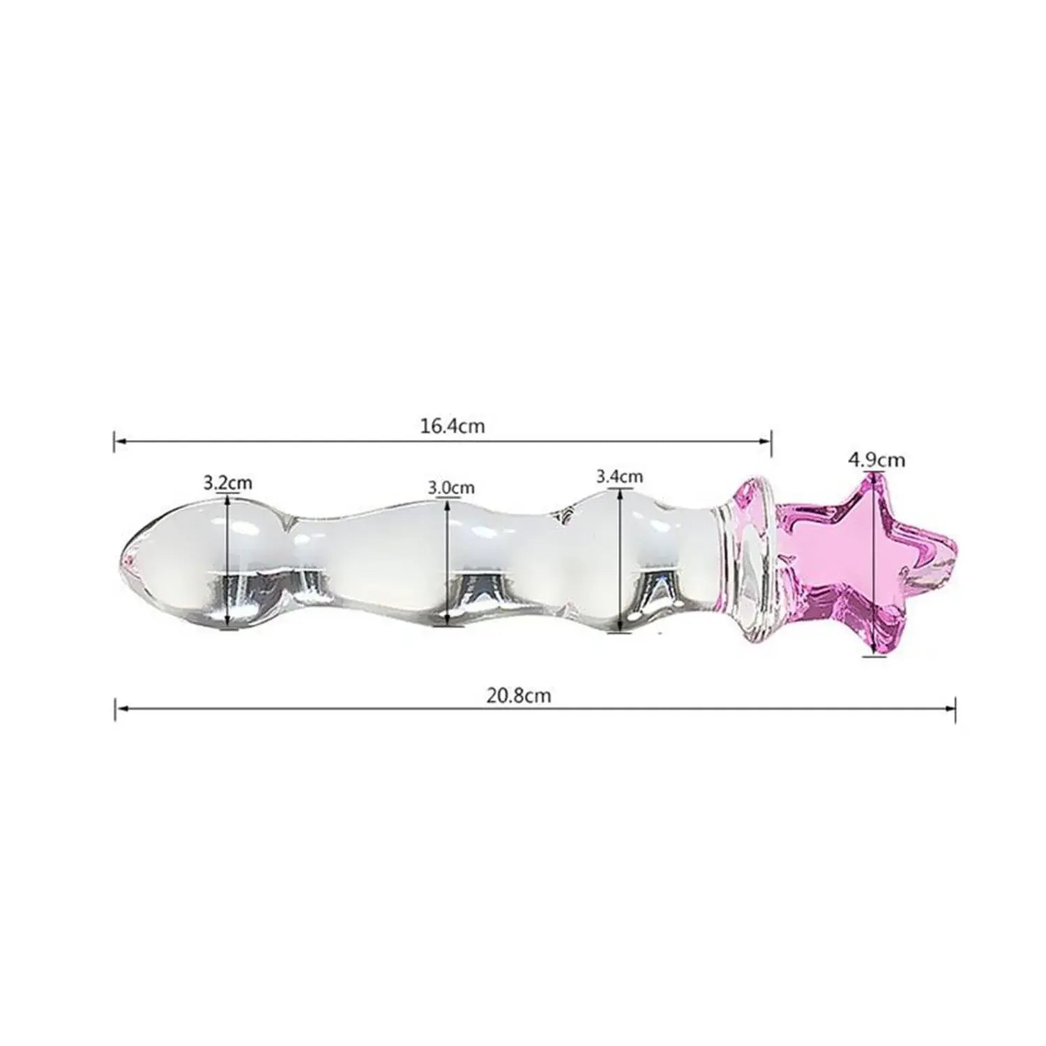 Figürlü Cam Anal Dildo – Borosilikat Cam, Yıldız & Hilal Detaylı