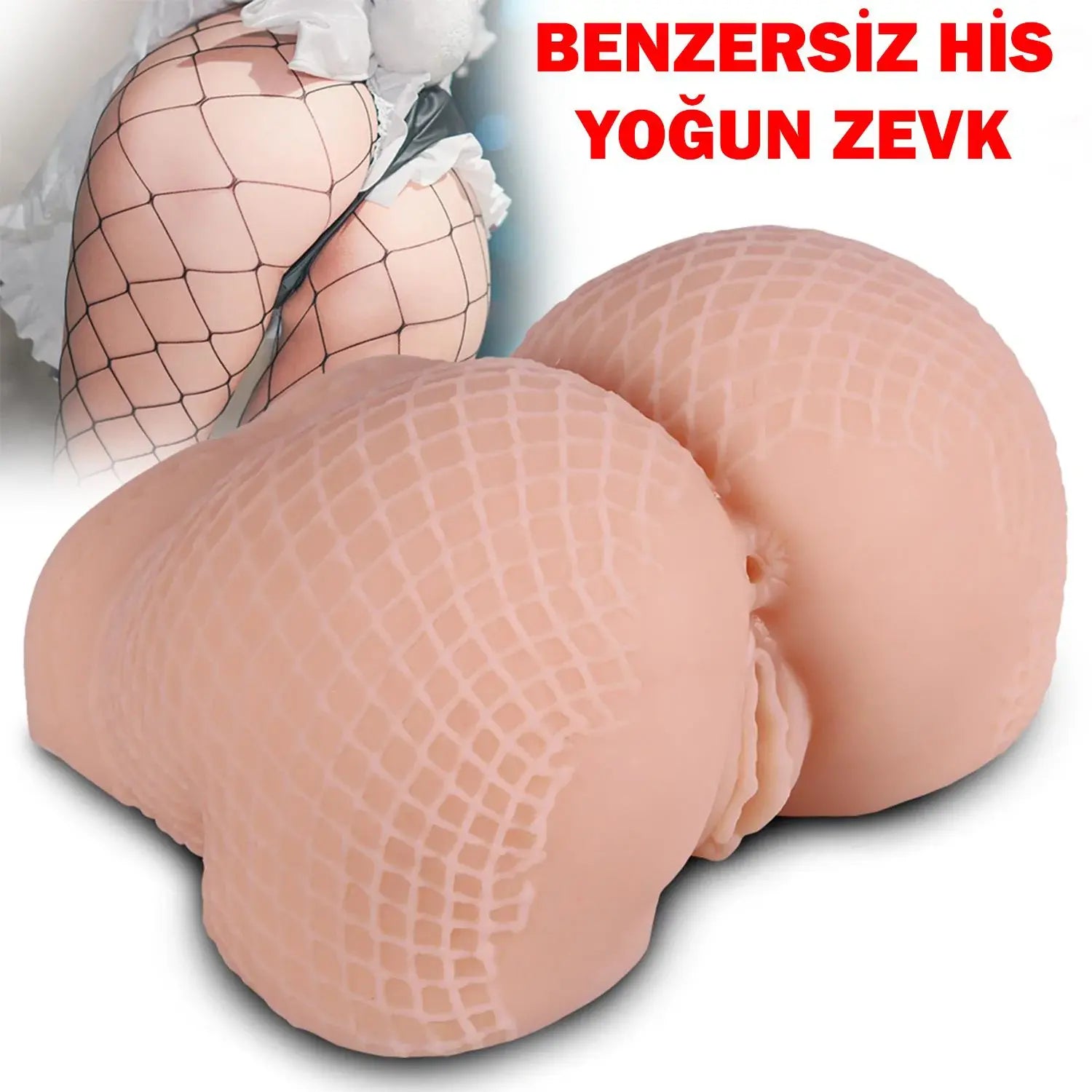 Gerçekçi File Desenli Kalça Mastürbatör – Çift Kanallı, 950 g