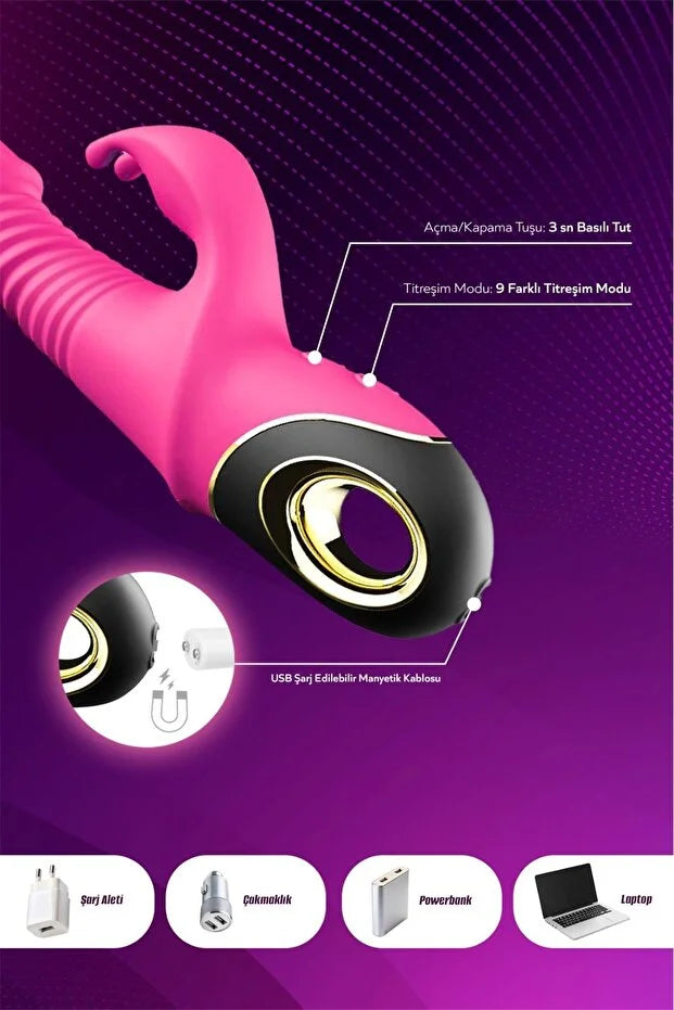 Hareketli Rabbit Vibratör Pembe Canavar Tavşan