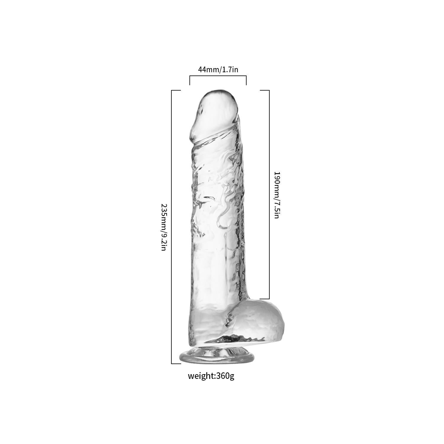 Dildo: 23 cm Şeffaf Realistik – Uzun ve Doğal Doku Deneyimi - Şeffaf