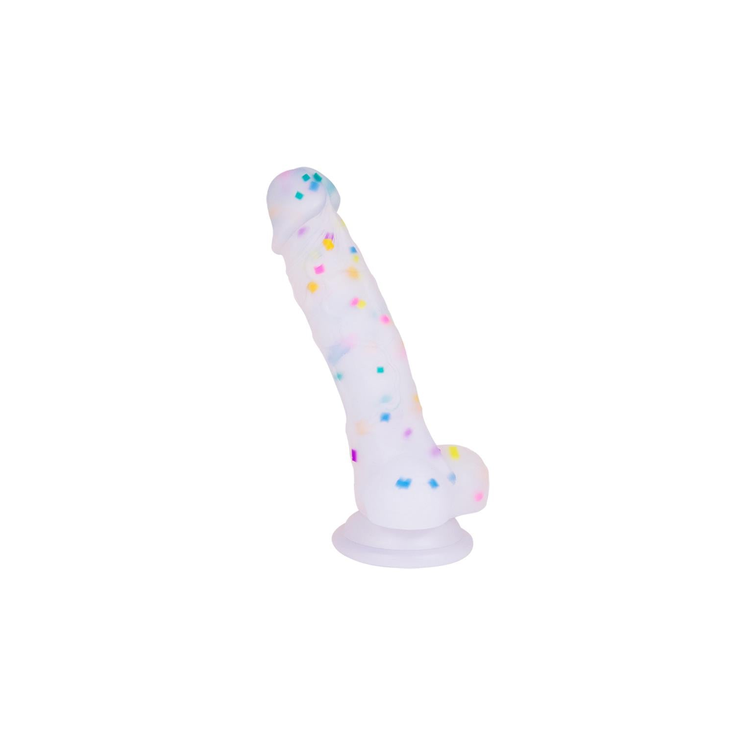 Realistik Vantuzlu Gökkuşağı Silikon Dildo - 18 cm