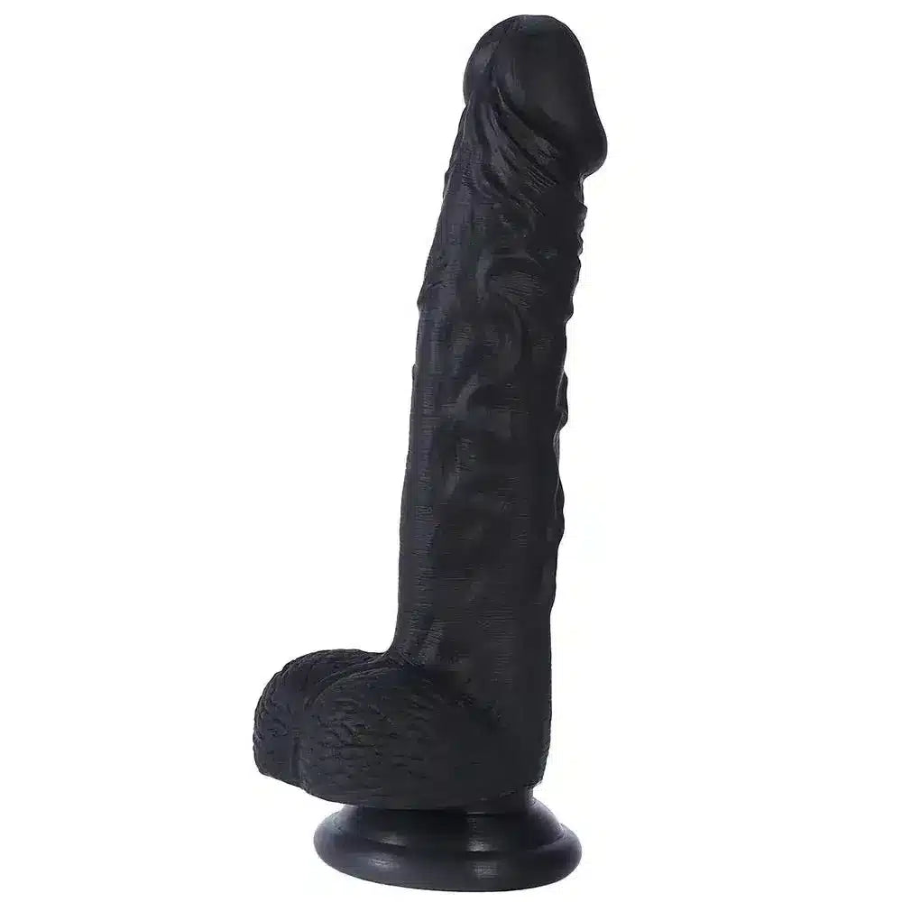 Gerçekçi Dildo: Siyah 22 cm Güçlü Vakum Tabanlı ve Esnek