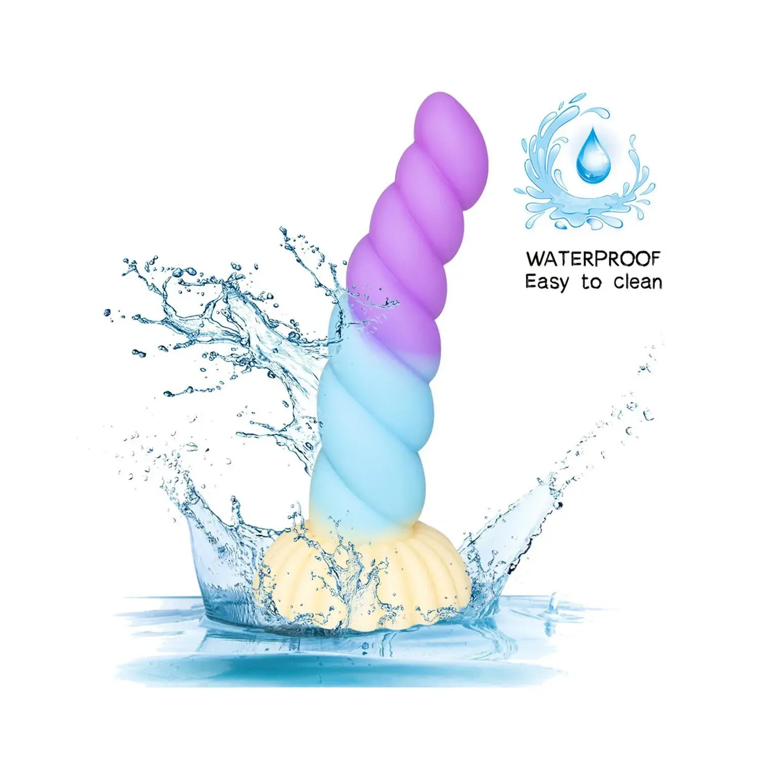 Spiral Unicorn Tasarımlı Silikon Fantazi Dildo – Renkli ve Gerçekçi Dokulu