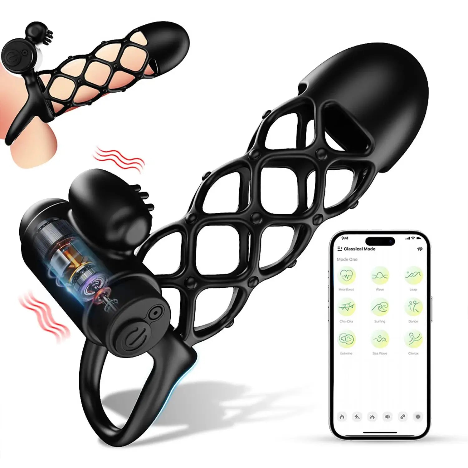 Telefon Kontrollü Titreşimli Penis Kılıfı – Şarjlı, Esnek Silikon