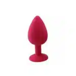 Kırmızı silikon anal plug, pırlanta taşlı tabanı ile